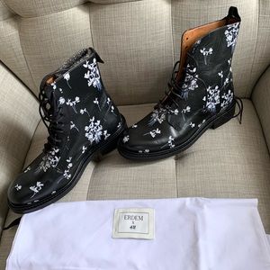 H&M x Erdem leather black floral booties sz 8 NWT